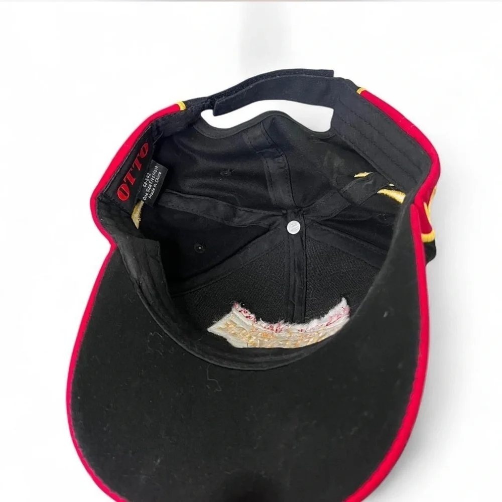 Kenny Wallace Dirt Racing Hat Flame Embroidered Black Red Yellow OSFM
